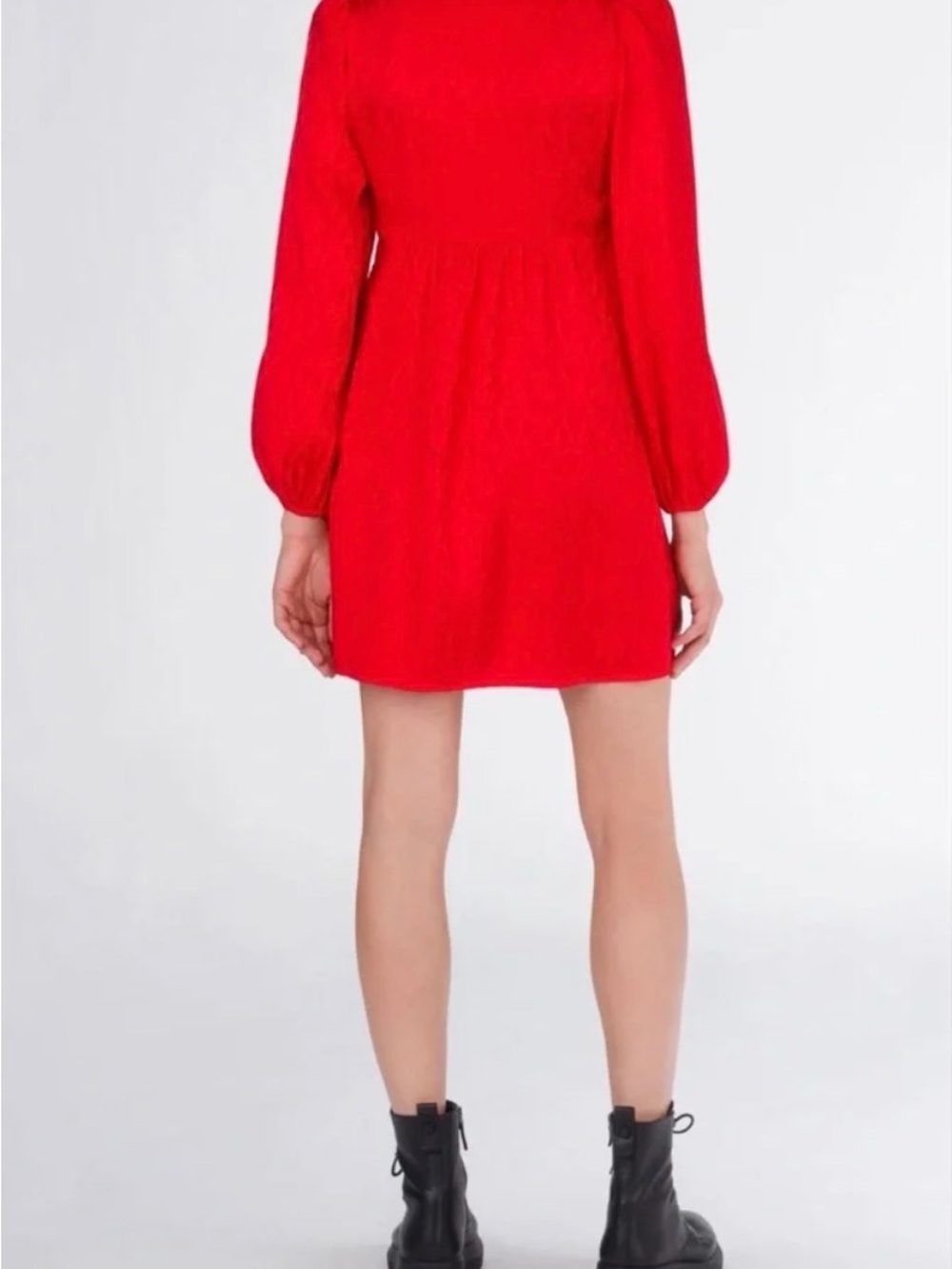 Maje Red V-Neck Textured Mini Dress - Picture 2 of 4